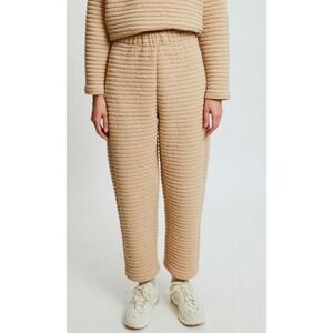 RITA ROW Beige Textured Knit Lounge Pants Made in Spain Relaxed Fit